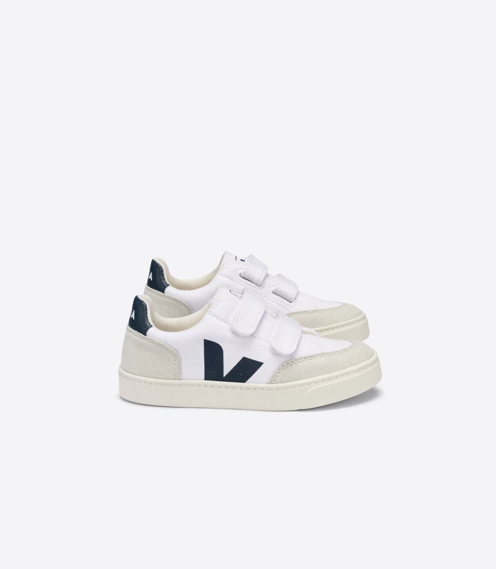 Veja Trainers Kids White/Beige - V-12 Velcro Canvas - MREH-02549